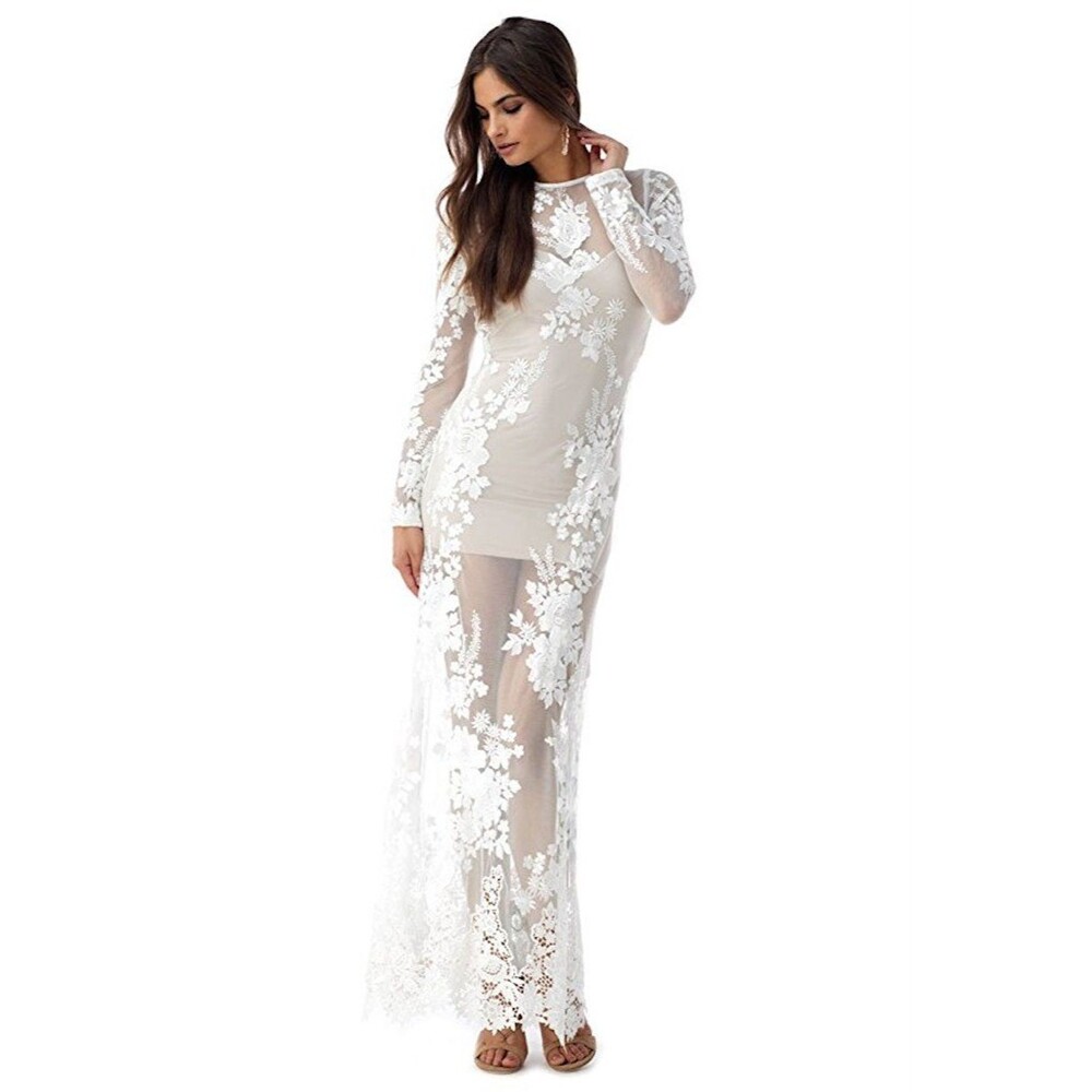 Sky Walid Floral Lace Maxi Dress